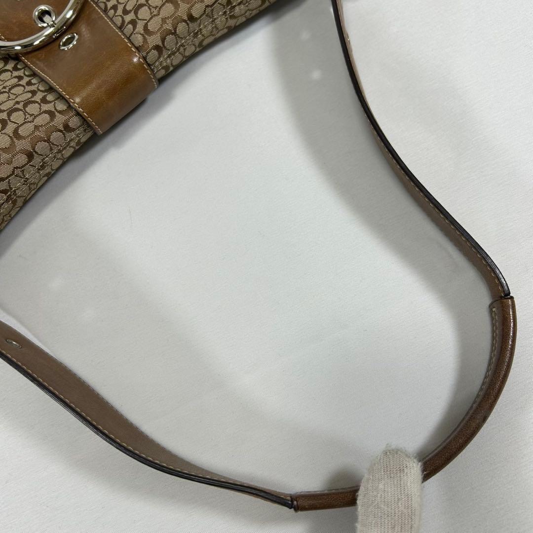 美品/保存袋付】コーチ 6818 シグネチャー ワンハンドバッグ 肩掛け 茶