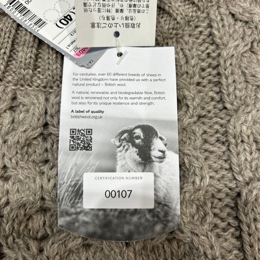 新品 定価27500円 ケリーウーレンミルズ ケーブルニット 40 ベージュ