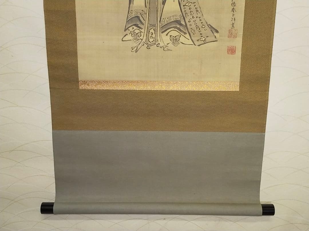 ♥掛軸 大岡（法眼）春卜 中国 人物 桐箱付き 掛け軸 骨董品 - メルカリ