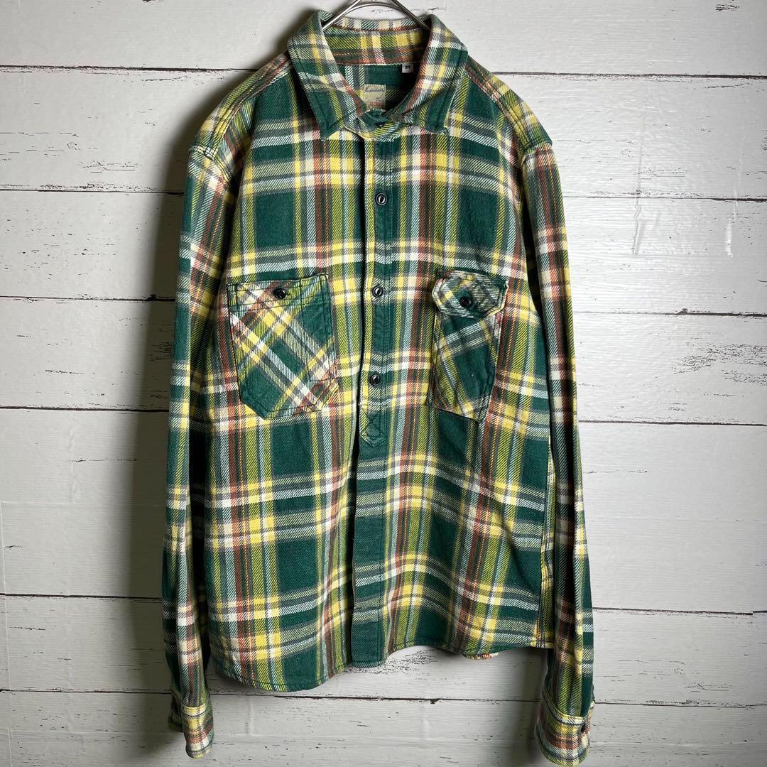 00s ヘビーネルシャツ 緑 アメカジ 古着 チェックシャツ ネルシャツ