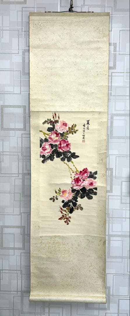 痩石 墨彩 紙本 掛軸 双副 春 夏 民国 清 中国 - メルカリ