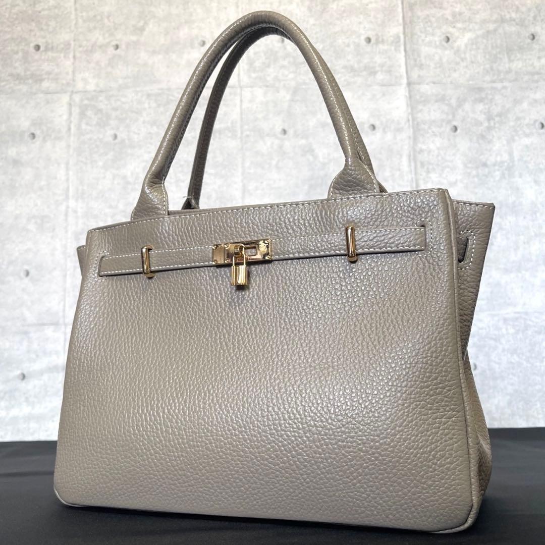 専用品傳濱野 ミーティア ベル グレージュ レザー 2WAY ハンドバッグ