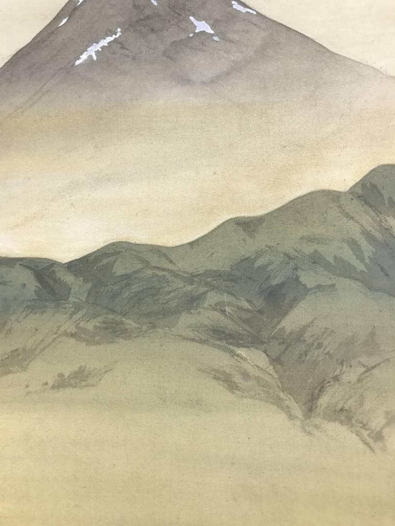 真作】矢沢玄月/富士山水図/掛軸☆宝船☆AD-575