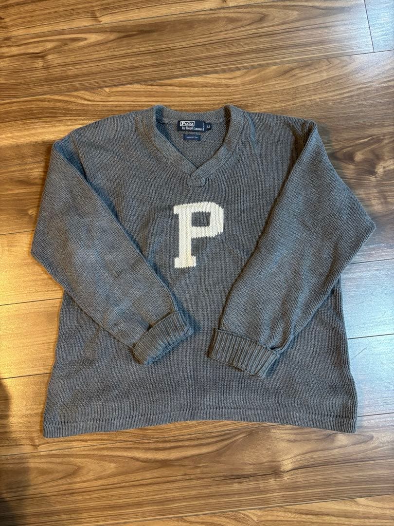 Polo Ralph Lauren グレー ニットセーター LL POLO RALPH LAUREN/ポロラルフローレン】コットンケーブルクルーネック
