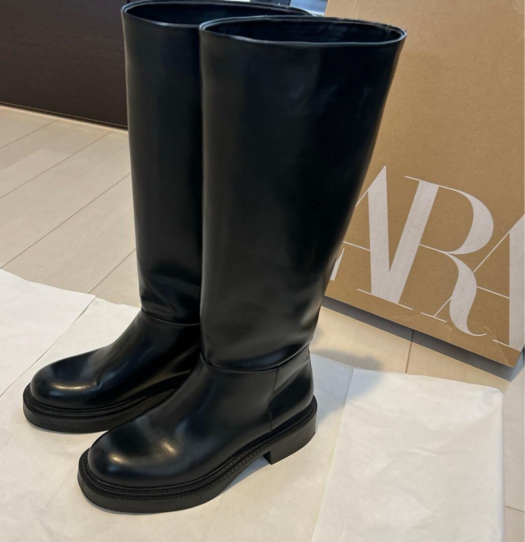 ZARA ブラック ロングブーツ サイズ36(23〜23.5cm) - メルカリ
