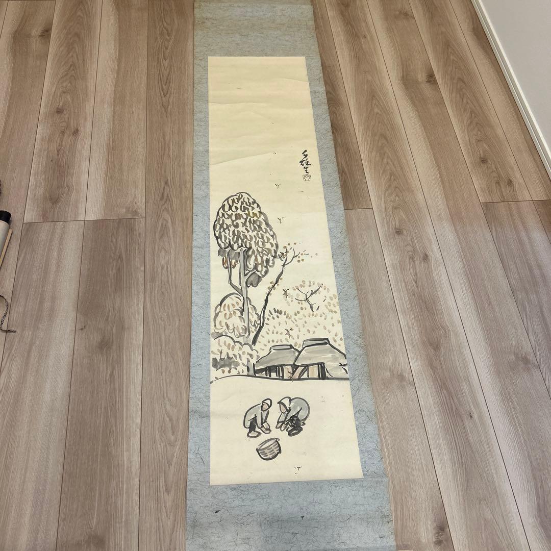 日本画 農村風景 水墨画 掛軸 8 - メルカリ