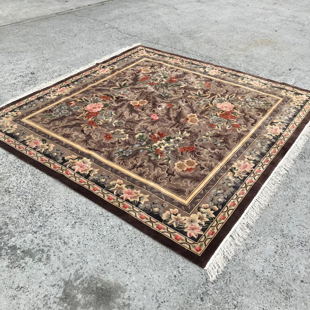 中国段通 花柄 手織り絨毯 肉厚 カーペット 織物 絨毯 ビンテージ ラグ 中国段通 花柄 カーペット織物 絨毯 じゅうたん ラグ マット 敷物