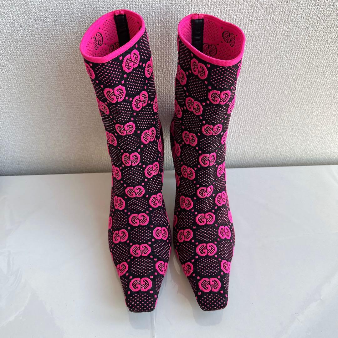 GUCCI グッチ アンクルブーツ ソックスタイプ GG柄 ブーティ 極美品37