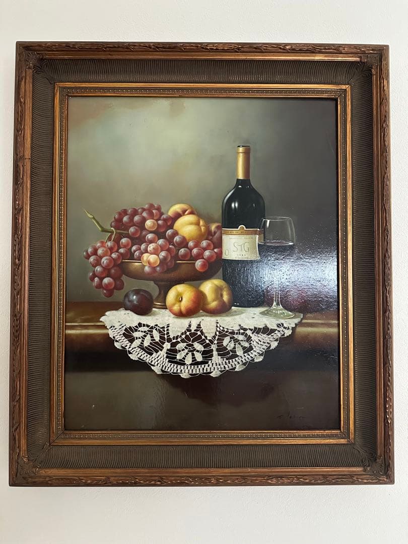 パリ画廊購入 大型油彩画 サイン入 額縁付 高級インテリア絵画 f263c2f3de598a50faf33e5e1341f1