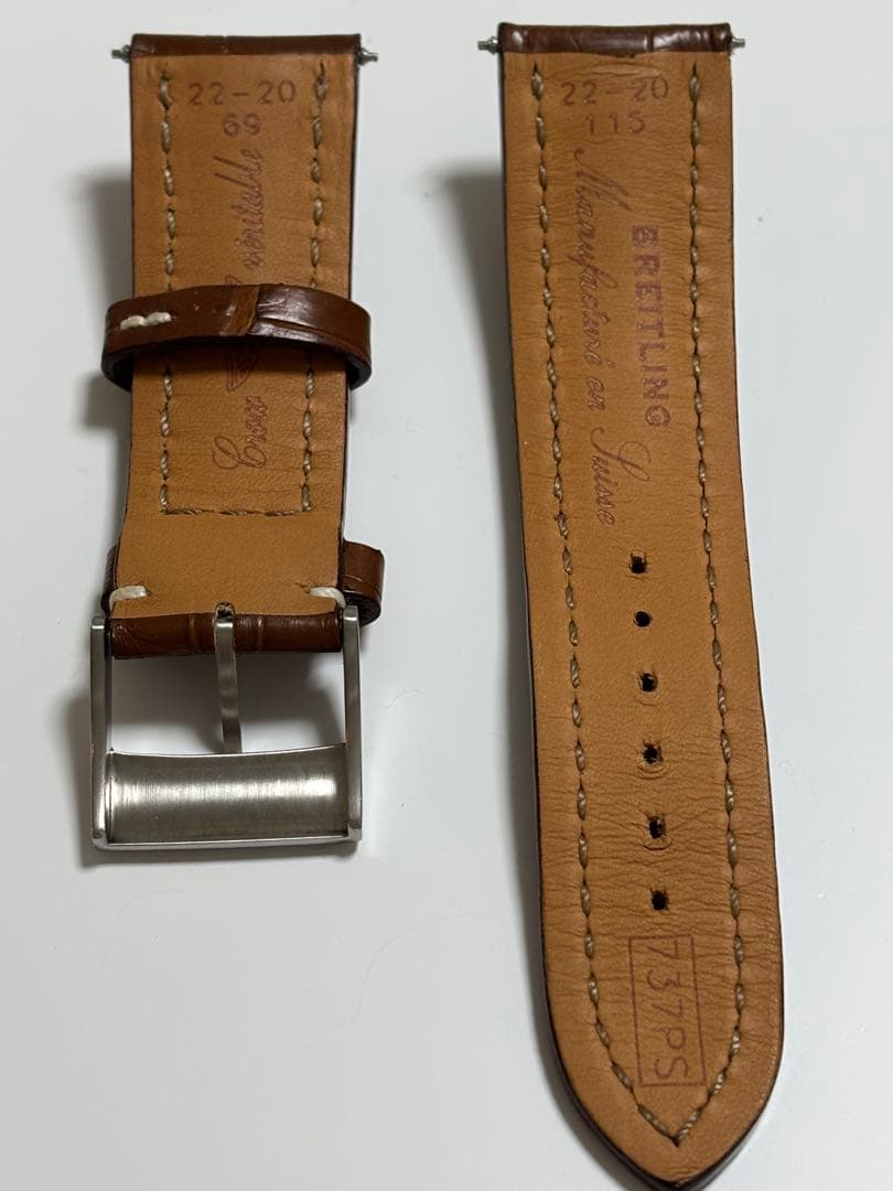 ちーかま様専用 ブライトリング 純正 クロコ ブラウン レザーベルト