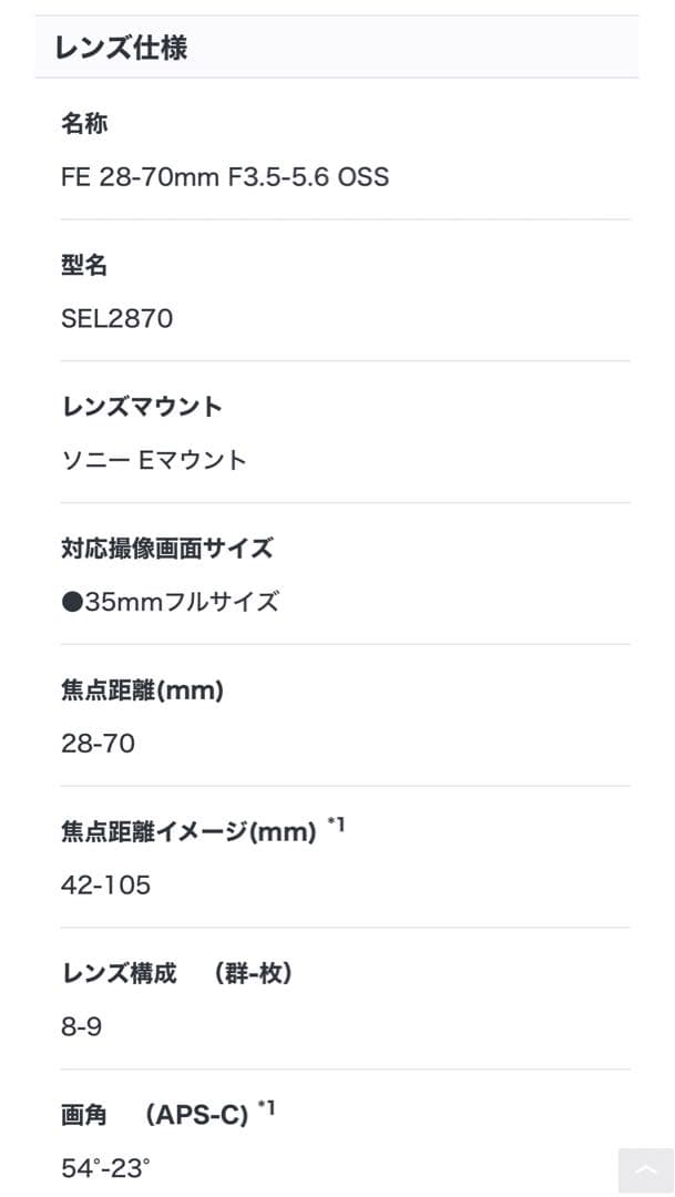 SONY 一眼カメラ用レンズ FE 28-70mm F3.5-5.6 OSS