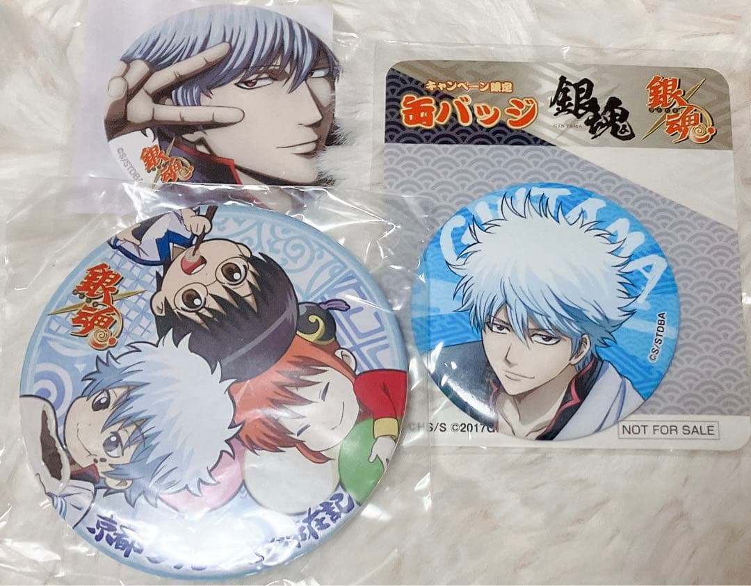 銀魂缶バッジ万事屋 銀時 神楽 新八 缶バッジ3点セット レア新品 未