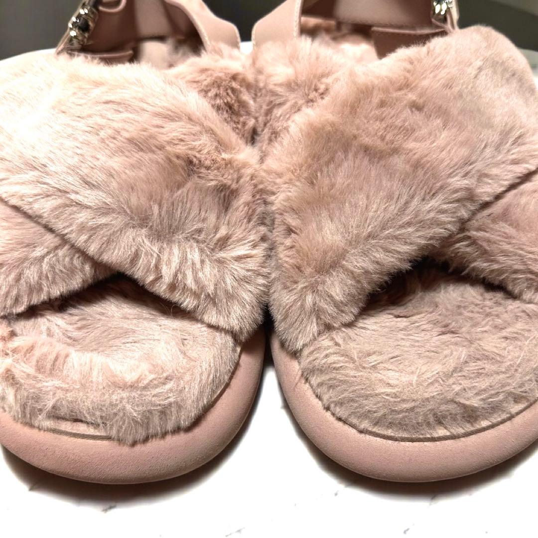 美品☆MONCLER モンクレール ソラリス ファーサンダル ピンク 23.5