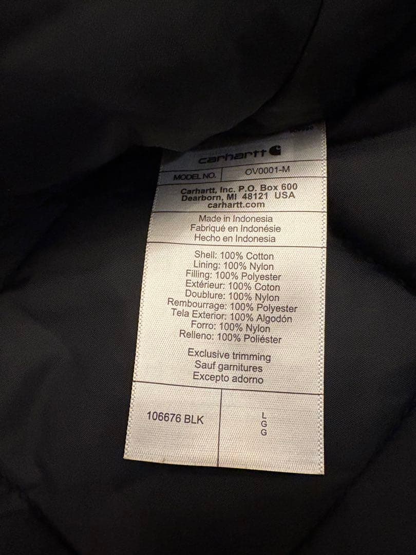 カーハート ダックベストL 2025年12月購入試着後洗濯試着のみ 黒 美品