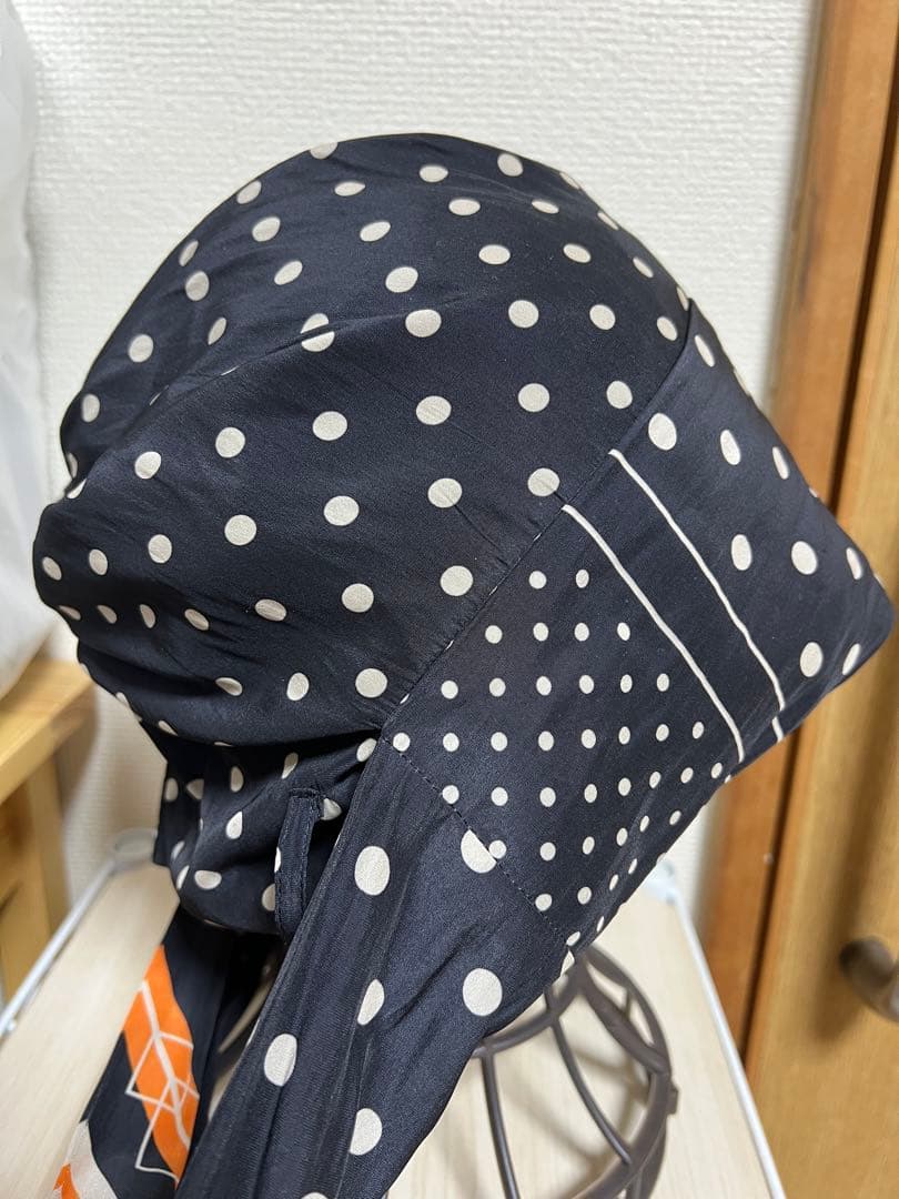 BAREN 医療用スカーフハット Dot Border -Orange Mサイズ