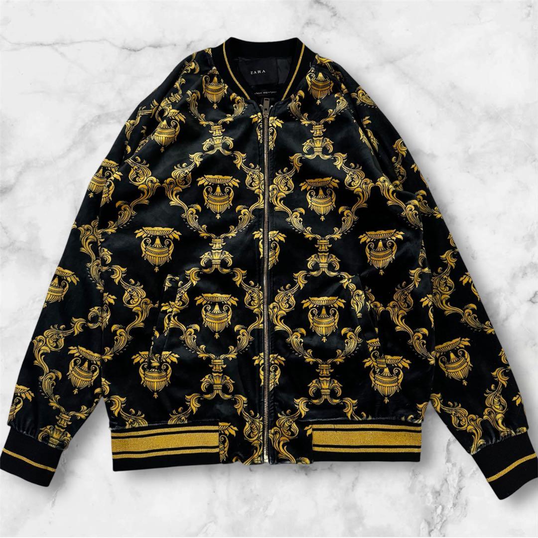 ZARA バロック柄 ジャケット M ゴールド ブラック 総柄 派手 - メルカリ