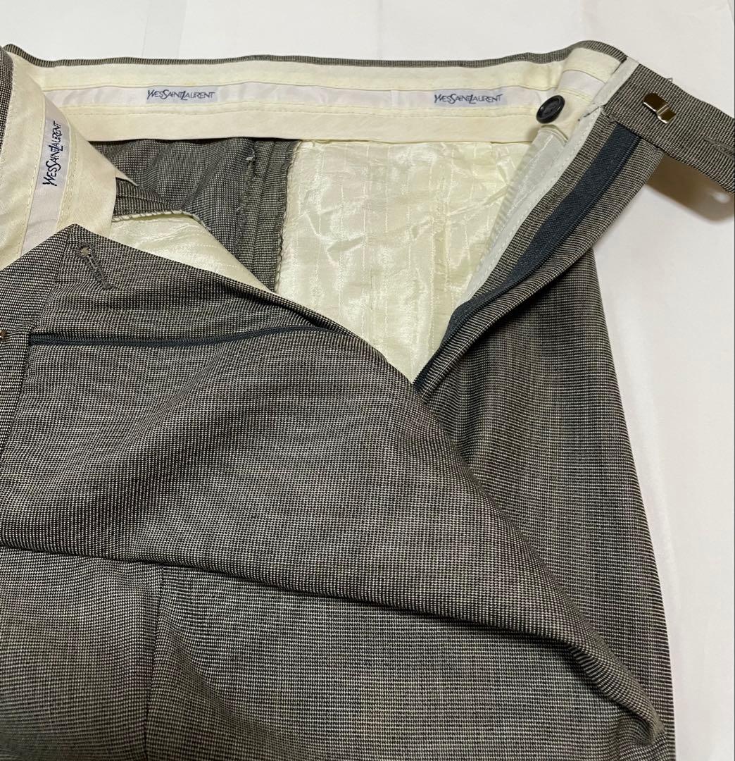 美品イブサンローランダブルブレスト グレー チェック柄 スーツ - メルカリ