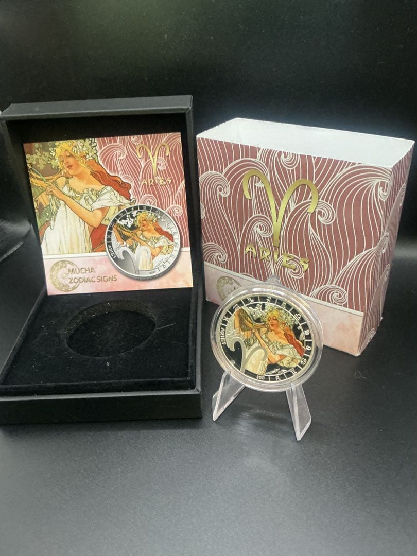 ミュシャ × 黄道十二宮 ― 牡羊座、Aries 銀メッキ付き白銅貨