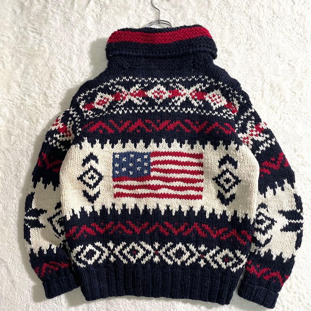 ラルフローレン カウチンニット 星条旗 ノルディック ウルグアイ製 S