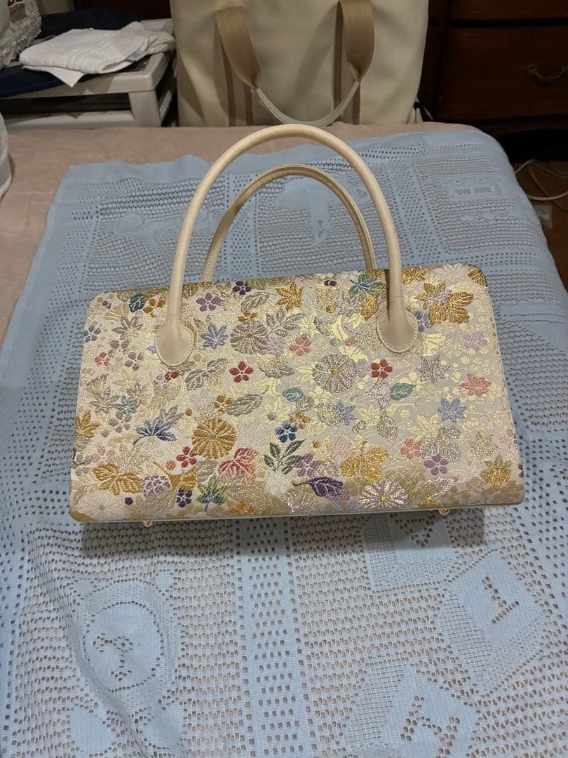 唐織 アイボリー 利休バック