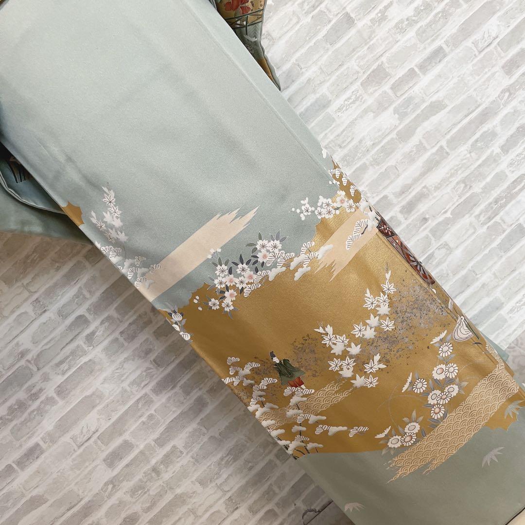 訪問着 フルセット 御所車 橘 金彩加工 落款 着物 風景画 H2