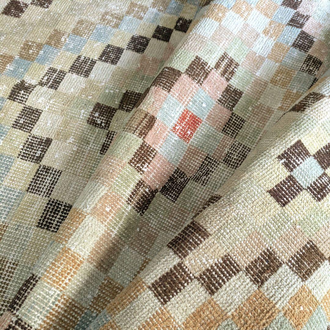 87×210 幾何学柄　スモーキーカラー　トルコヴィンテージラグ 超大判 特大 トルコヴィンテージラグ 278×180スモーキーグレー