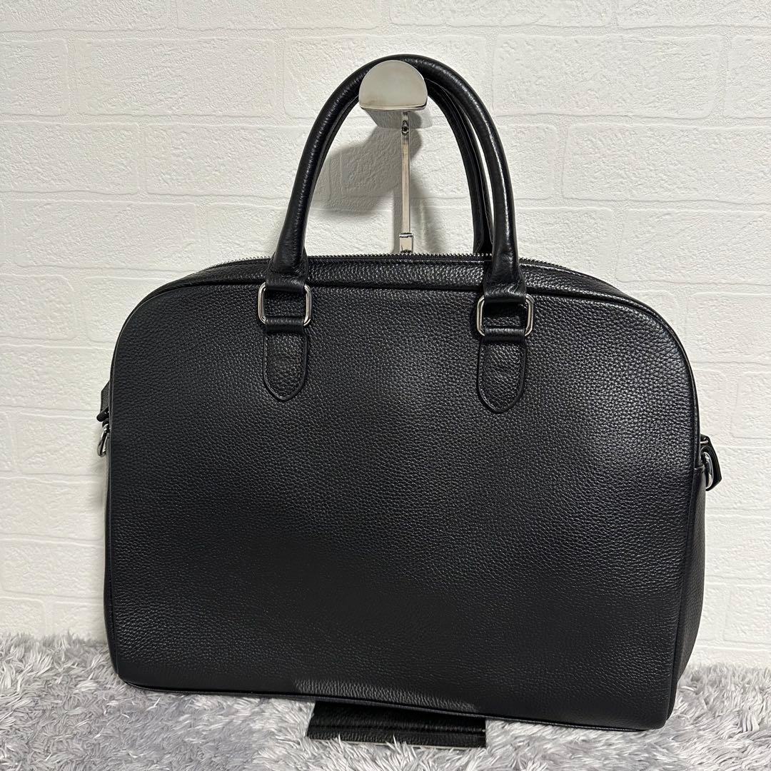 未使用級美品　MURA ムラ　ビジネスバッグ　ブラック　黒　レザー 美品】MURA ムラ 大容量 12L ダブルジッパー シュリンクレザー