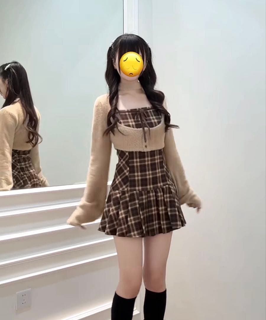 BunnyLis ファーボレロ×チェックミニワンピ