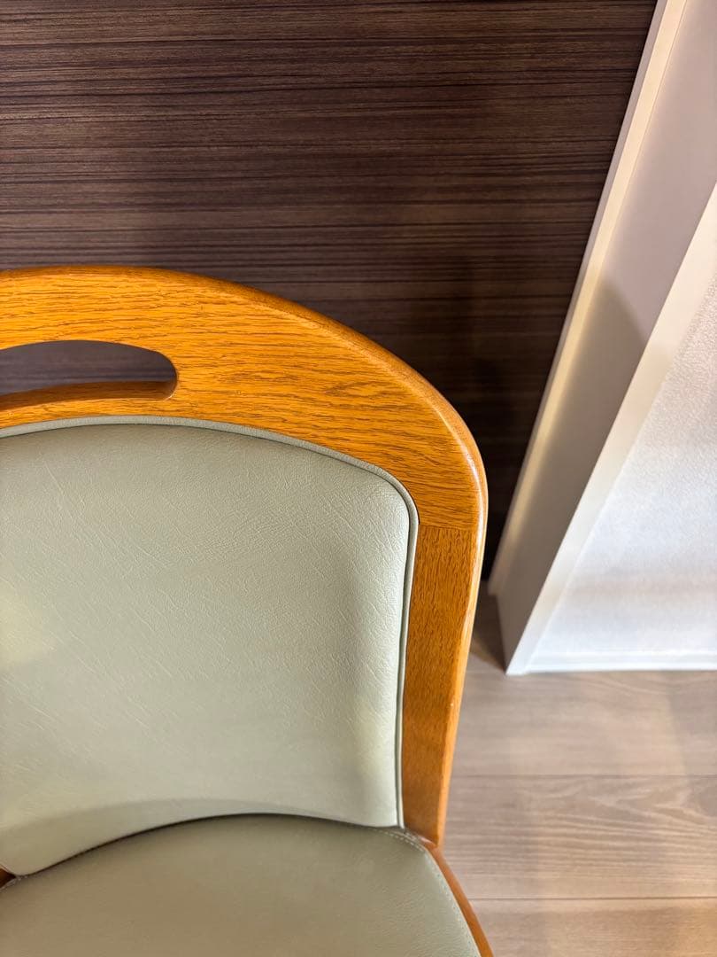 浜本工芸 ダイニングチェア 2800 ダークオーク レザー グレー - メルカリ