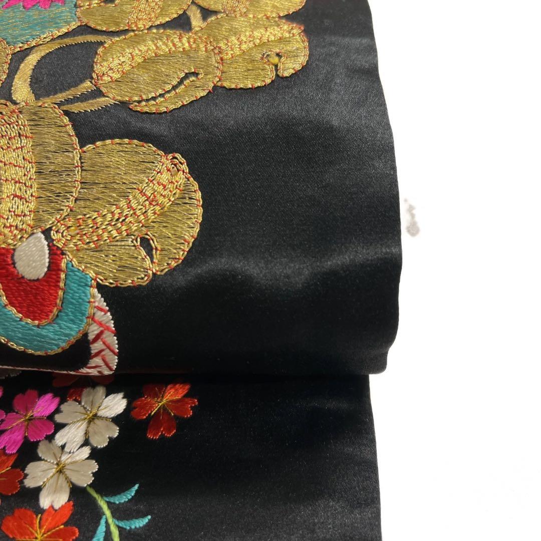 アンティーク開き名古屋帯刺繍打ち出の小槌鈴花模様着物103a d