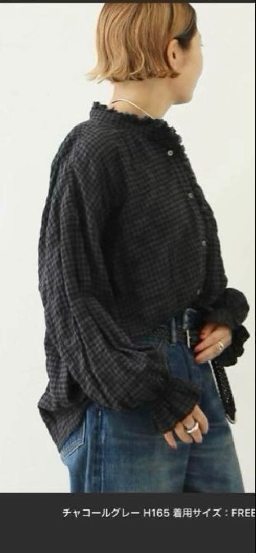 ジャーナルスタンダード　ラックス　チャコールグレー バルーンスリーブシャツ ジャーナルスタンダード ラックス チャコールグレー バルーンスリーブ