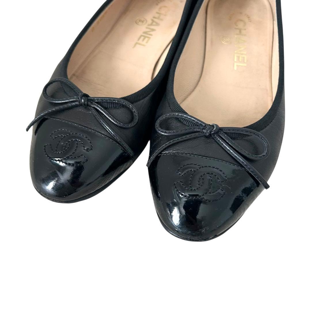 CHANEL シャネル フラットシューズ ココマーク 黒 23.5cm 36.5