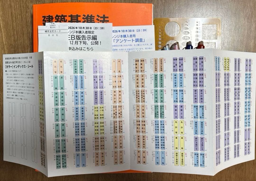 2026年版日建学院 建築基準法関係法令集 二級建築士用 線引き済み