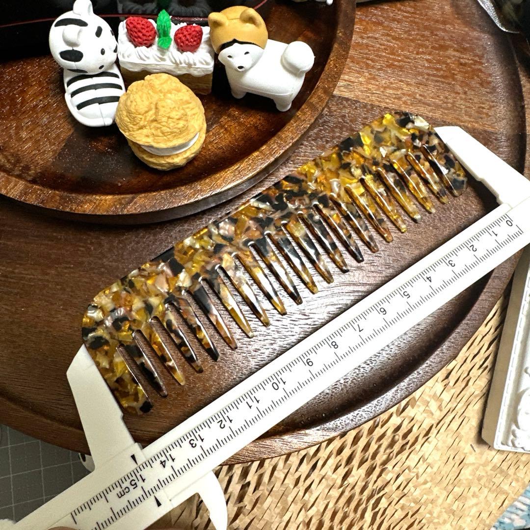 特価☆ヘアコーム65大きめスクエア型アセテートくしヘアコーム約15cm茶