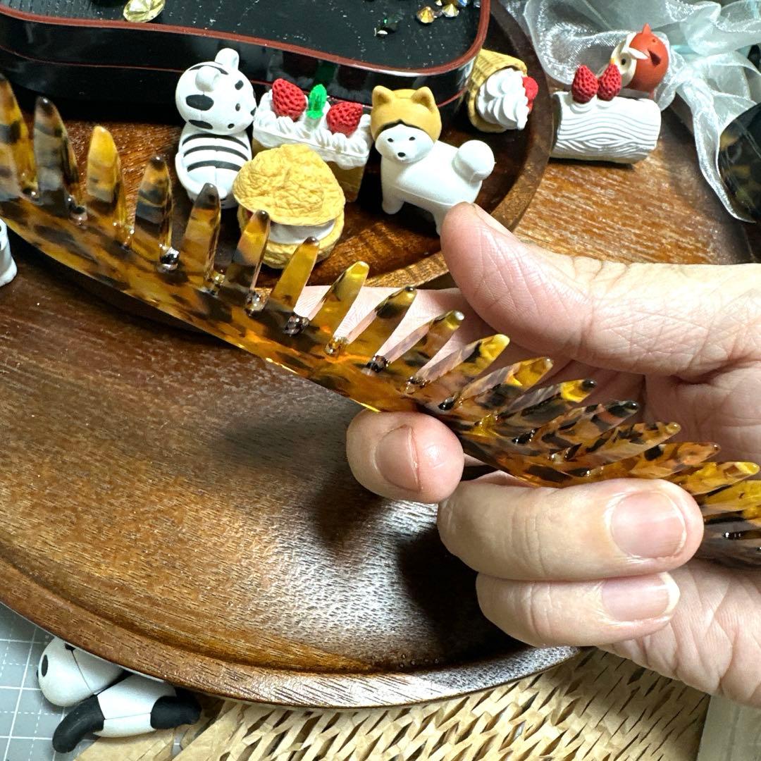 特価☆ヘアコーム65大きめスクエア型アセテートくしヘアコーム約15cm茶