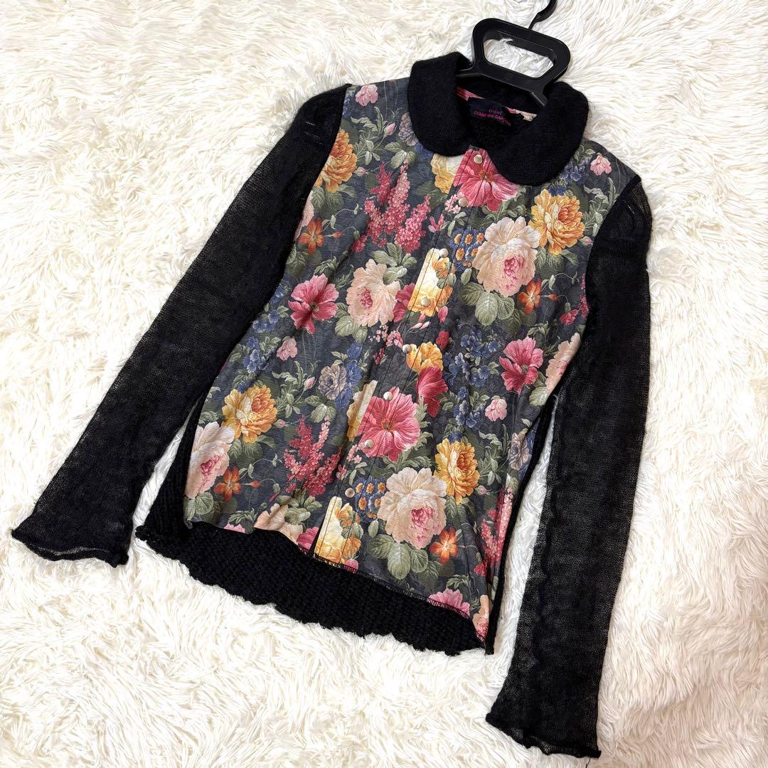 トリココムデギャルソンAD2013 花柄 切替え モヘア ニットシャツ Sサイズ トリココムデギャルソンAD2013 花柄 切替え モヘア ニットシャツ S