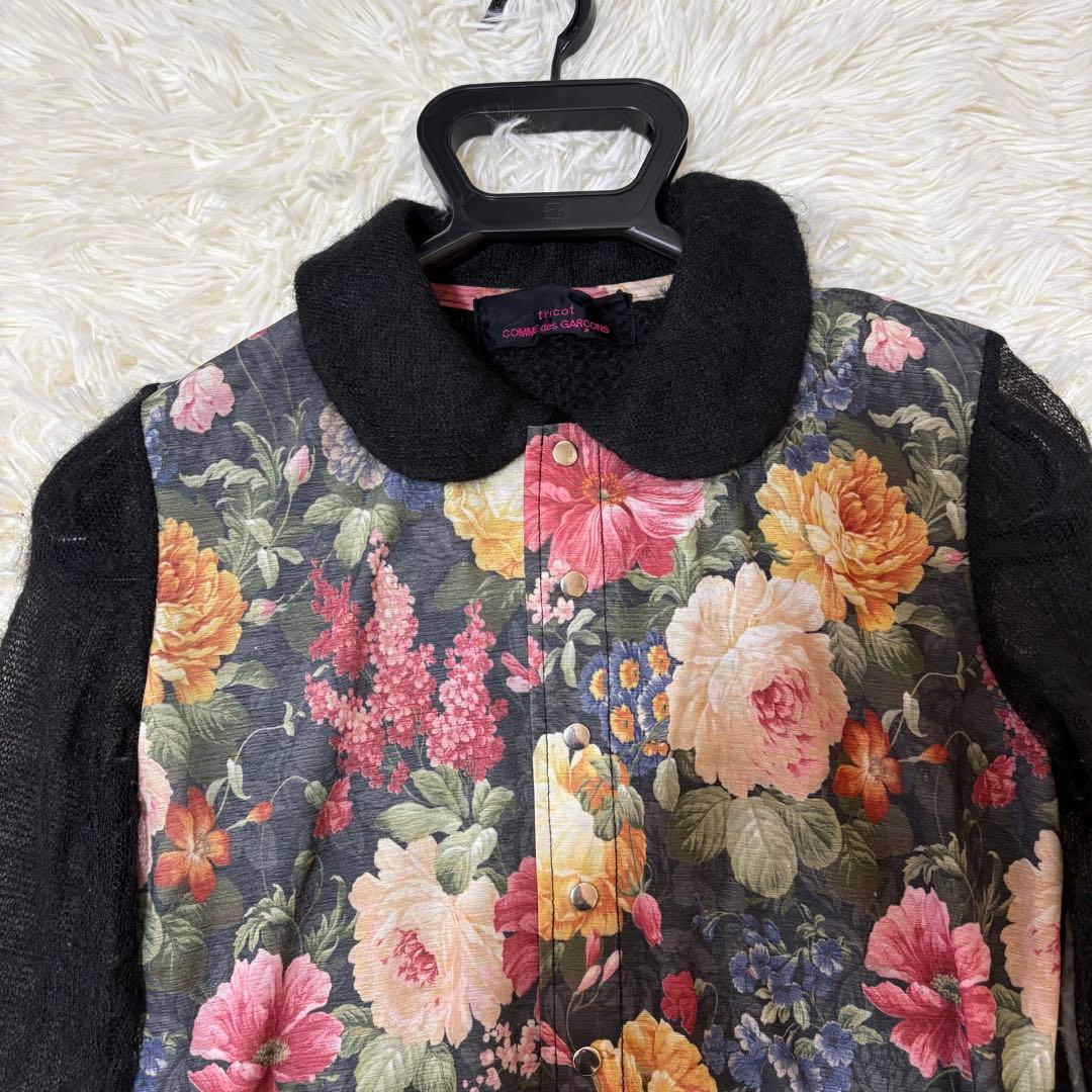 トリココムデギャルソンAD2013 花柄 切替え モヘア ニットシャツ S