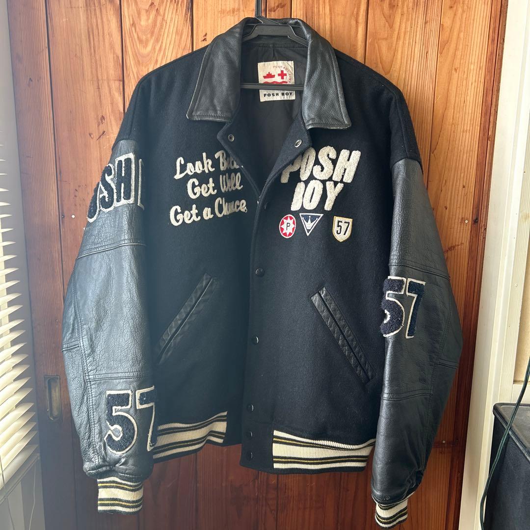 POSH BOY 袖襟レザースタジャン 刺繍 フルデコ アメカジ ヴィンテージ
