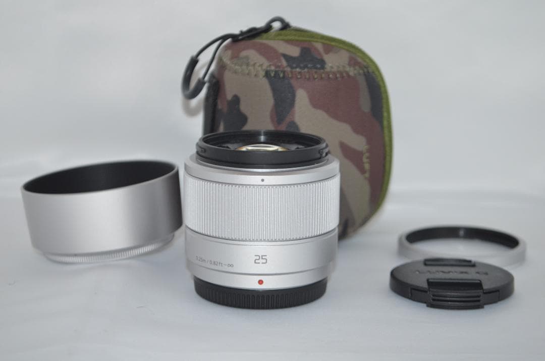 極美品 Panasonic H-H025 25mm F1.7 単焦点レンズ カメラレンズ LUMIX G 25mm/F1.7 ASPH. LUMIX（ルミックス） シルバー