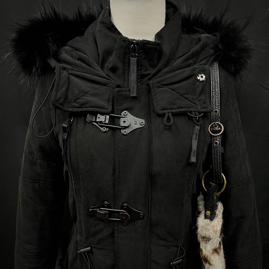 平成ギャル y2kグランジ ダークコア リアルファー付き モッズコート N