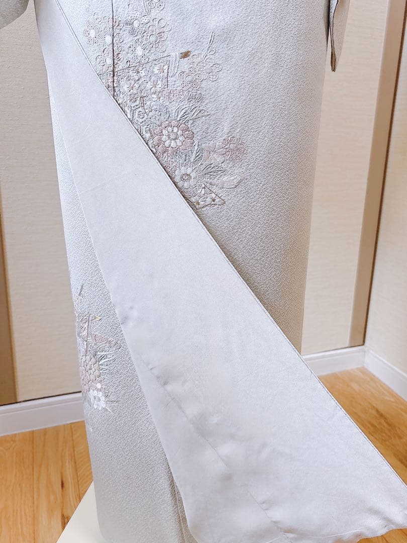 難あり 訪問着 裄65 スワトウ 蘇州 刺繍 卒業式 入学式 S 緑 水色