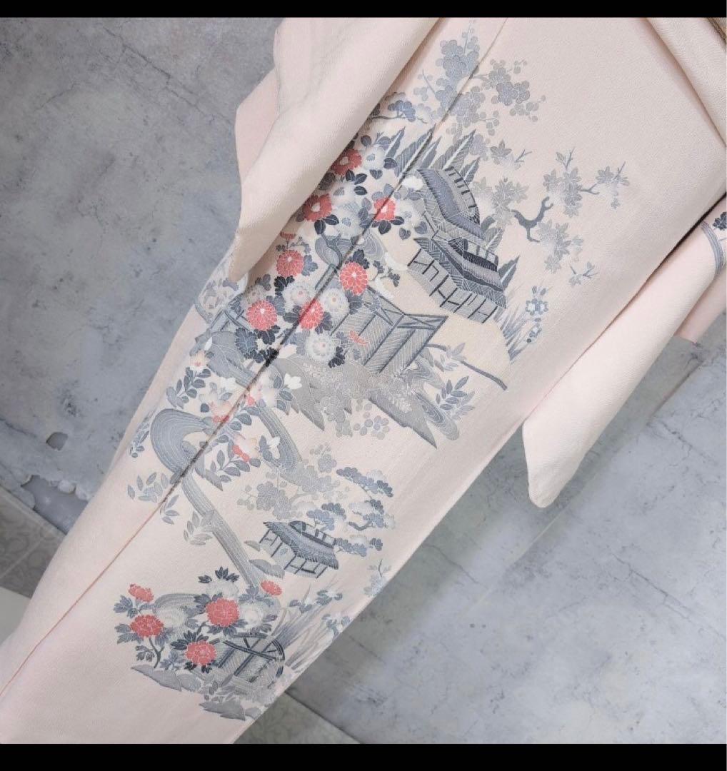 正絹訪問着 フルセット 薄ピンク トールサイズ 茶屋辻 友禅 花 - メルカリ
