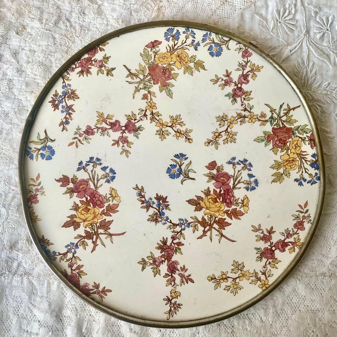 サルグミンヌルイ15世トリベット陶板ラウンドプレートフランスアンティーク