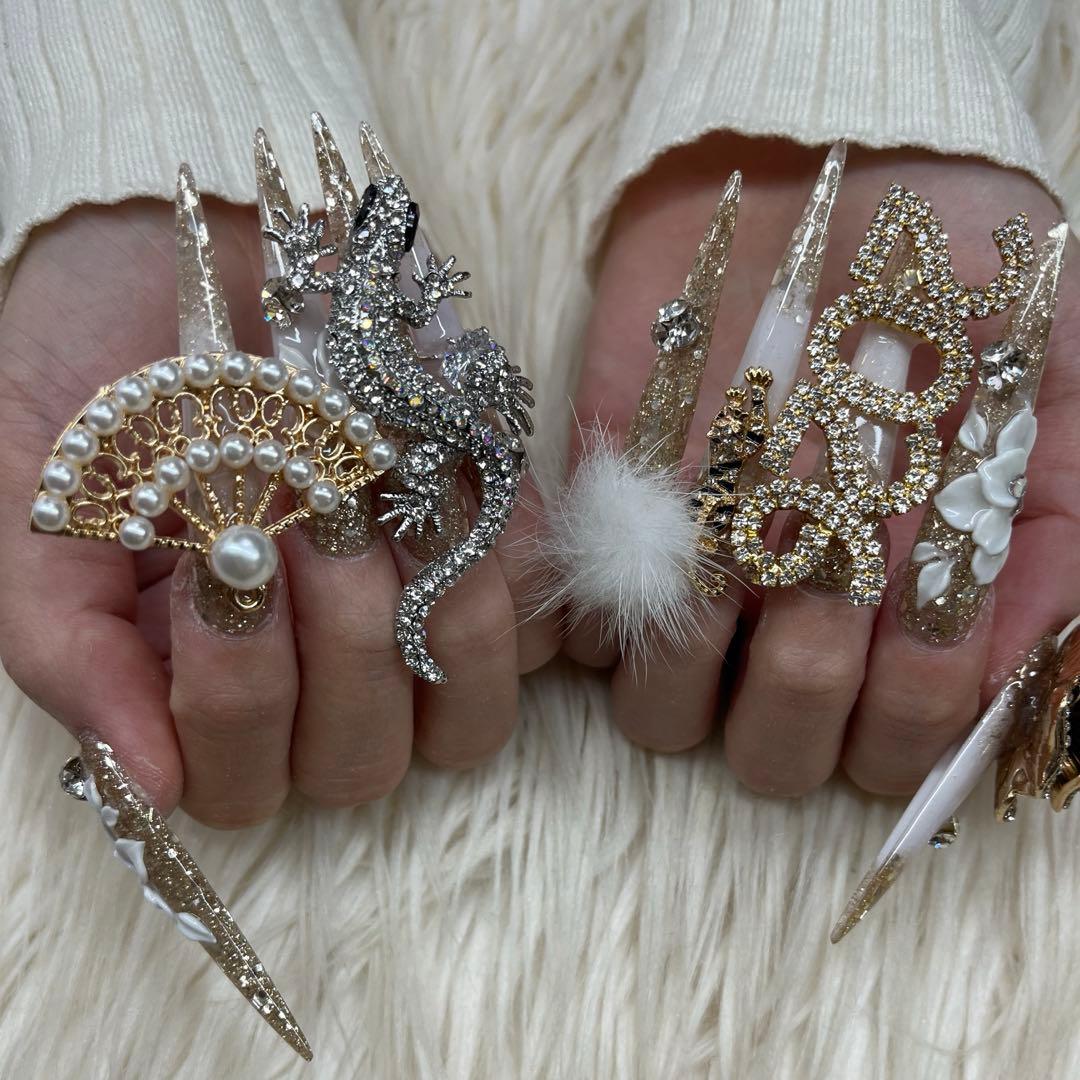 ネイルパーツ 扇子③ 成人式ネイル - メルカリ