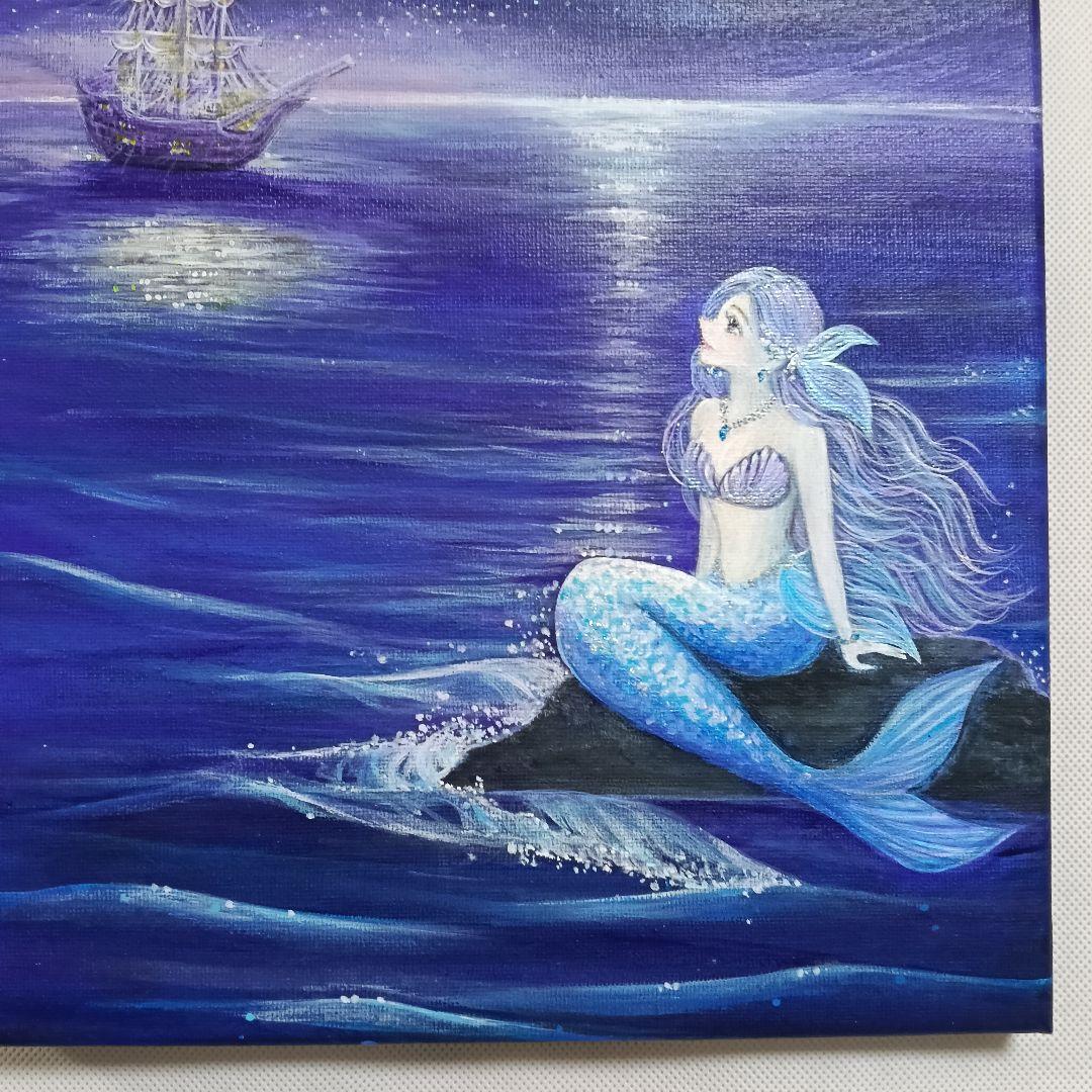 No.516 F4キャンバス 原画 アクリル画 人魚姫 人魚 mermaid - メルカリ