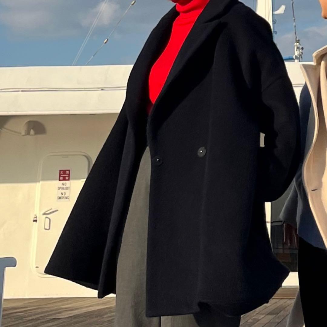 ENFOLD/エンフォルド】ショートビーバーAラインコート ネイビー 36 S