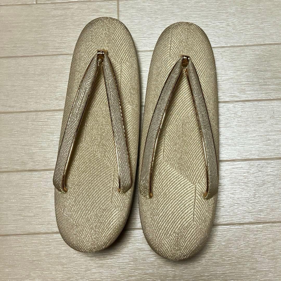 《未使用》佐賀錦　草履バッグセット　ゴールド