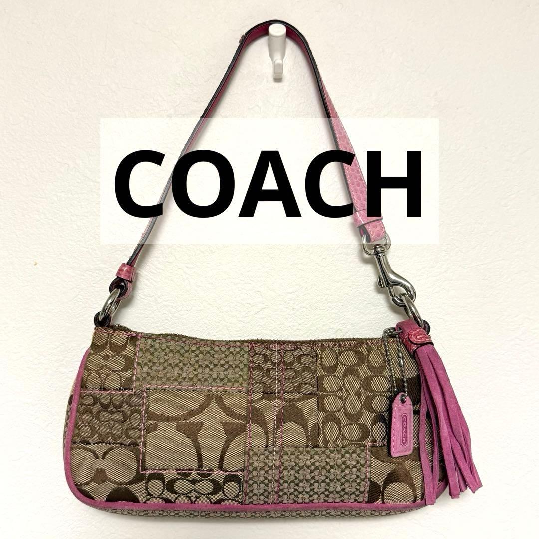 COACH コーチ アクセサリーポーチ シグネチャー ピンク ワンショルダー コーチ coach アクセサリーポーチ ワンショルダーバッグ シグネチャー