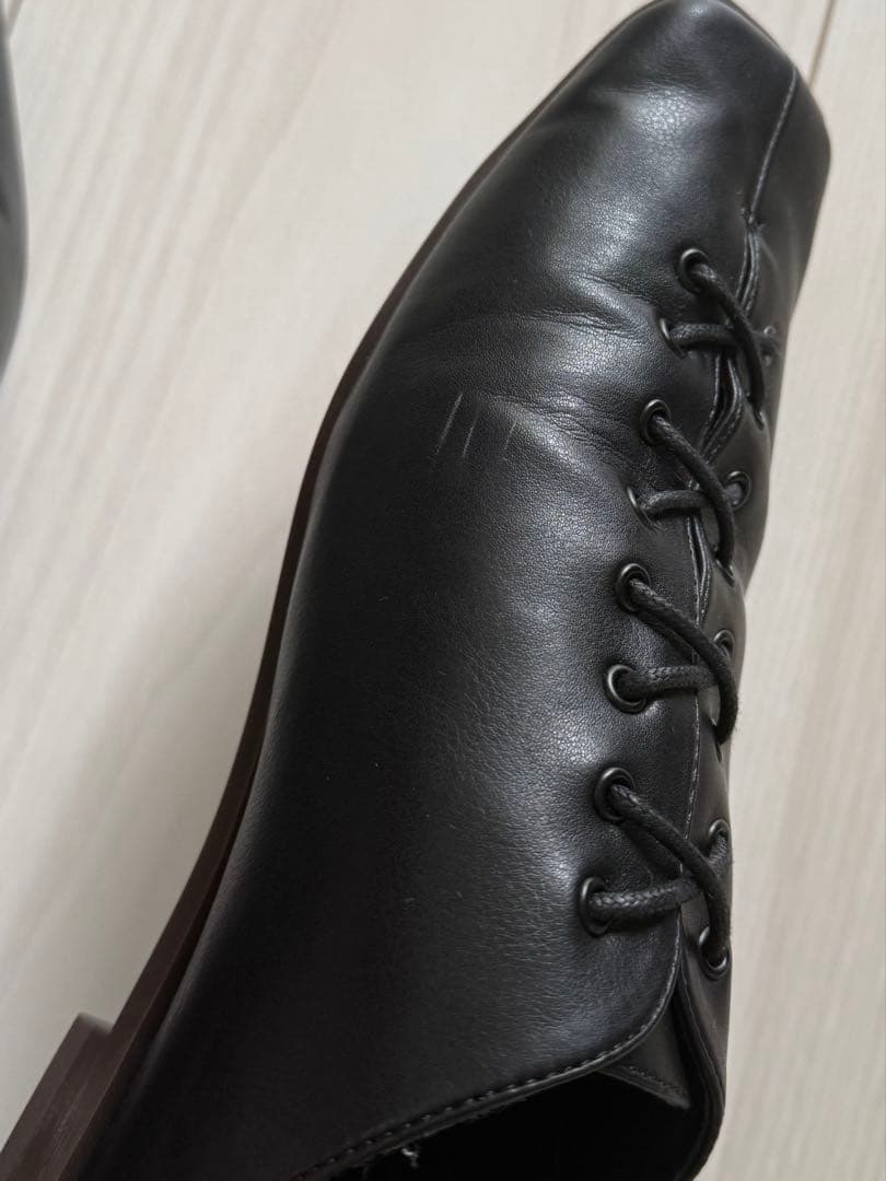 studio doe ブラックレザー レースアップシューズ - メルカリ
