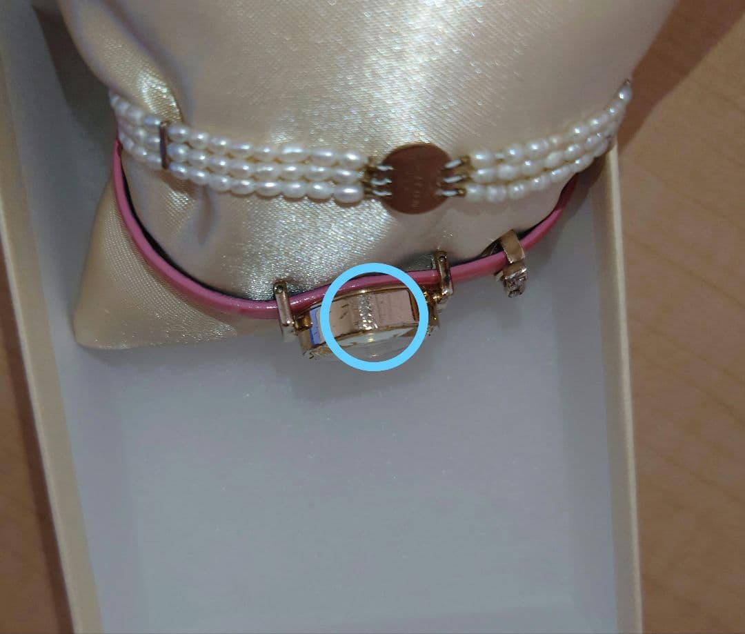 NOJESS 腕時計 パールビーズブレスレット リボンチャーム ピンクベルト